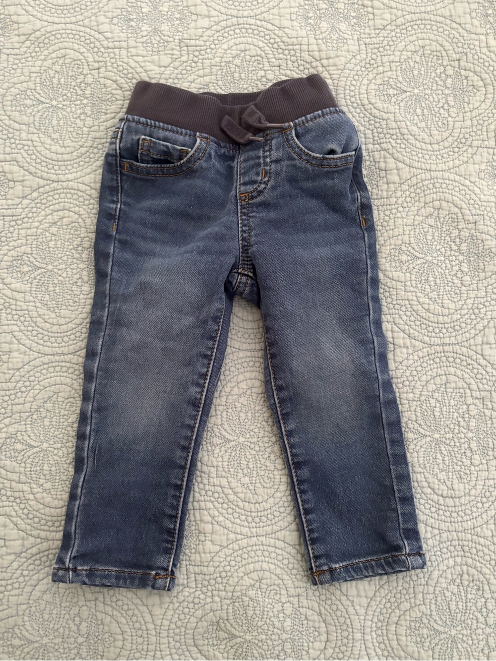 Wonder Nation Dark Blue Knit-Waist Denim Jeans